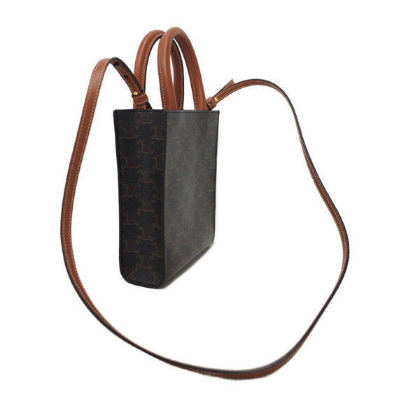 Celine Triomphe Canvas Mini Vertical 2way Bag Tan - Picture 2 of 9